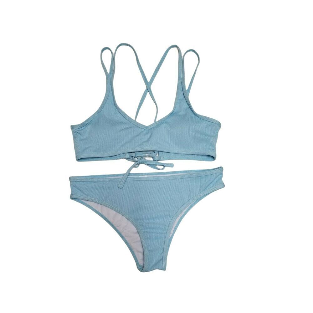 2 piece swimsuit bikini set Light Blue Size Medium